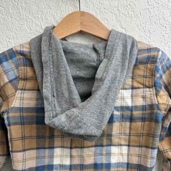 Carter's Long Sleeve Button Down with Hoodie Shirt Gray, Blue, Kakhi 18M - Picture 6 of 6